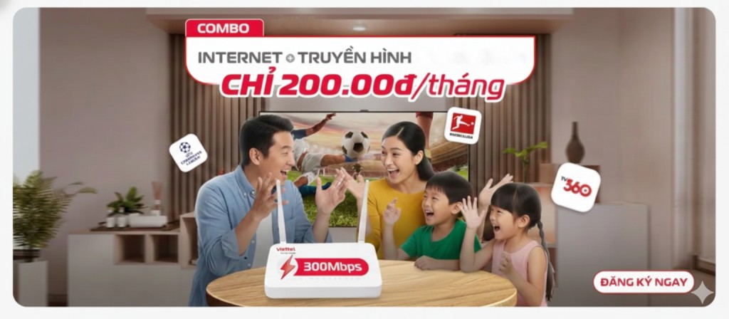 combo internet truyền hình Viettel 200k combo internet truyền hình Viettel 200k